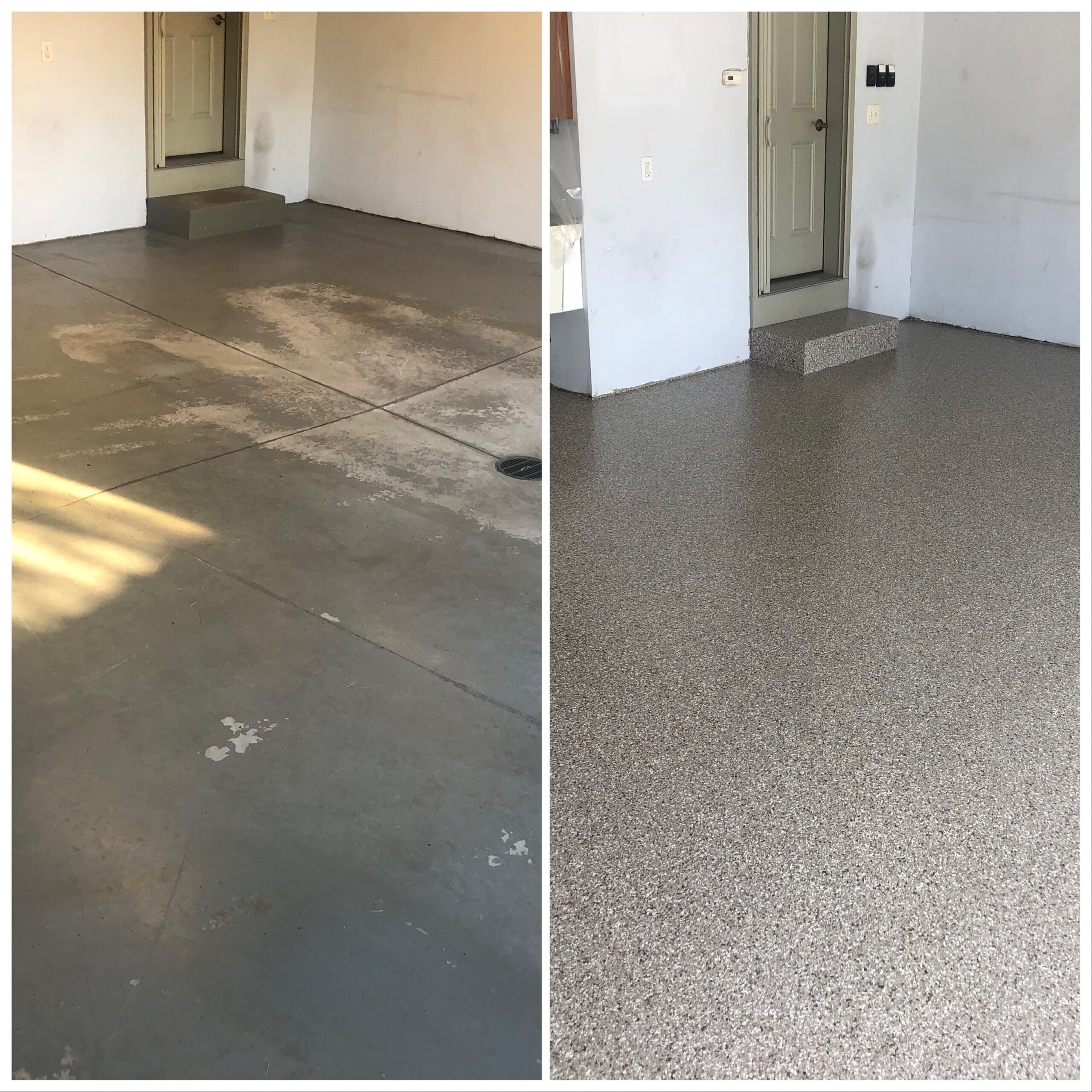 before and after pebble beach concrete coating